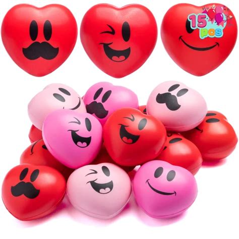 15Pcs Valentines Day Smile Face Squishy Heart Stress Ball