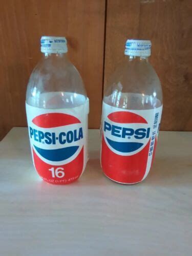 2 Vintage Fat Bottle 16 Oz Foam Label Pepsi Cola Glass Bottle With Caps