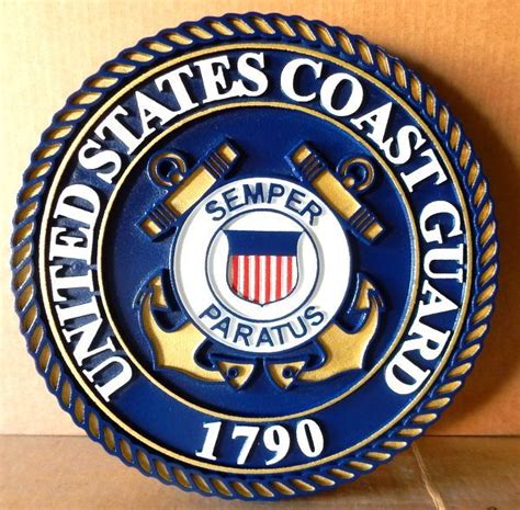 3D Carved Painted Wood Bronze Brass Silver Coast Guard Plaques
