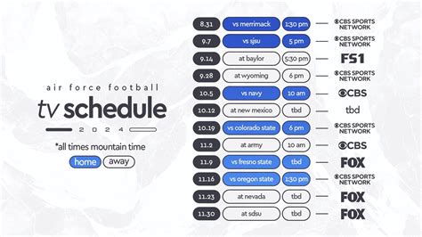 Air Force 2024 Football Schedule With Television And Kickoff Times Announced Air Force Academy Athletics