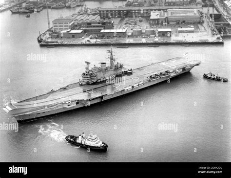 Aircraft Carrier Hms Hermes Leaves Portsmouth For The Last Time 1986