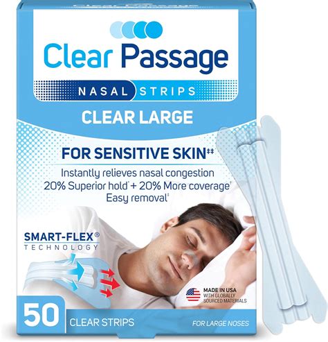 Amazon Com Clear Passage Nasal Strips Large Clear 50 Ct Works Amazon Com Clear Passage Nasal Strips Large Clear 50 Ct Works