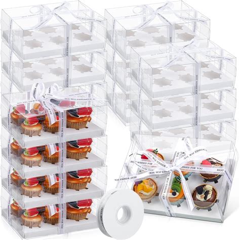 Amazon Com Dandat 24 Pack Clear Cupcake Boxes 6 Count Plastic Cupcake Amazon Com Dandat 24 Pack Clear Cupcake Boxes 6 Count Plastic Cupcake
