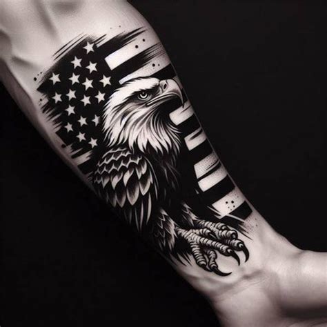 American Flag Eagle Tattoo Black And White American Flag Eagle Tattoo Black And White