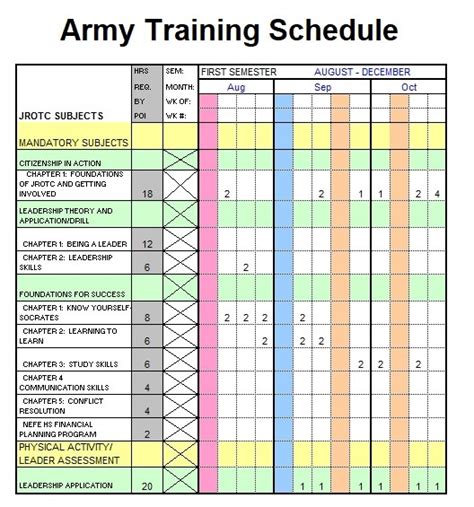 Army Training Calendar Template Army Training Calendar Template