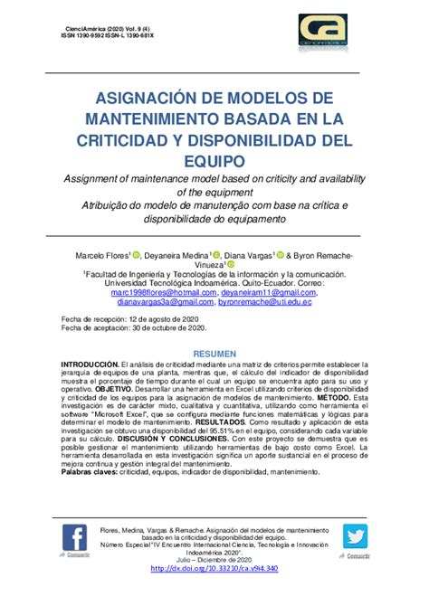Asignaci N De Modelos De Mantenimiento Basada En La Criticidad Y Asignaci N De Modelos De Mantenimiento Basada En La Criticidad Y