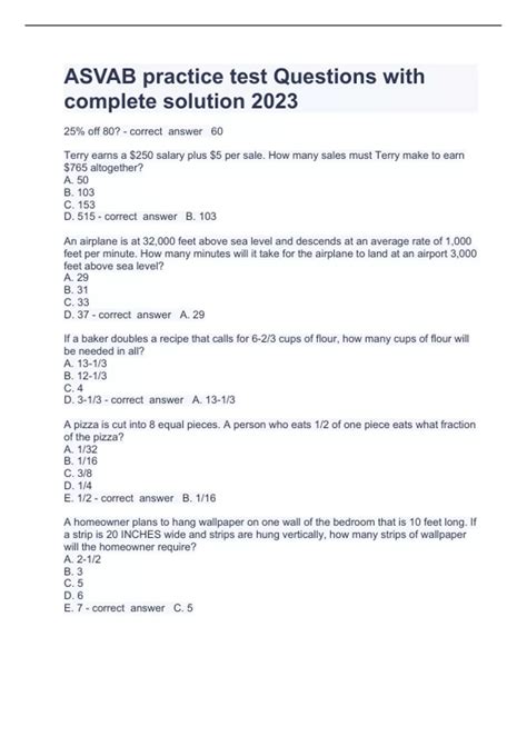 Asvab Practice Test Questions With Complete Solution 2023 Asvab Asvab Practice Test Questions With Complete Solution 2023 Asvab