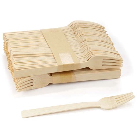 Bamboomn Bulk Pack Natural Dinner Party Catering Bamboo Veneer Utensil
