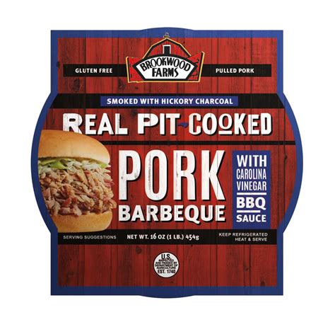 Brookwood Farms Pulled Pork Pit Cooked Carolina Style Barbeque 16Oz