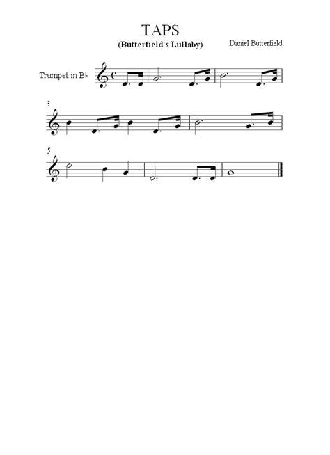 Butterfield Taps Butterfield Amp 39 S Lullaby Sheet Music For Trumpet Butterfield Taps Butterfield Amp 39 S Lullaby Sheet Music For Trumpet