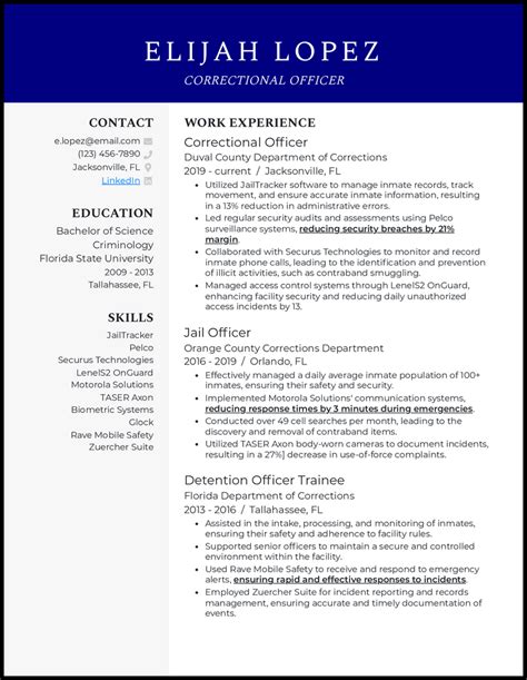 Correctional Officer Resume Example For 2026 Free Templates