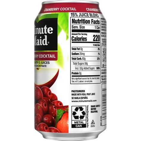 Cranberry And Apple Cocktail Minute Maid 11 5 Fl Oz
