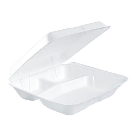 Dart 80Ht3r 8 X 7 1 2 X 2 White Foam Three Compartment Square Take Out Container With Hinged Lid 200 Case Dart 80Ht3r 8 X 7 1 2 X 2 White Foam Three Compartment Square Take Out Container With Hinged Lid 200 Case