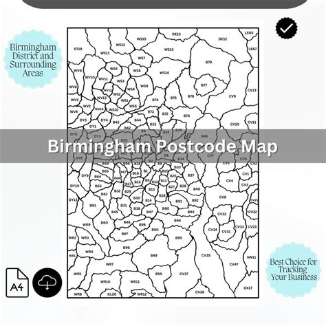 Editable Postcode Map Of Birmingham And Surrounding Areas A Z Postal
