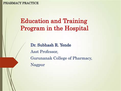 Education And Training Program In The Hospital Pptx