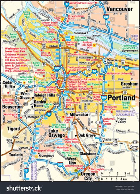 Enlarged Map Of Portland Oregon Area Enlarged Map Of Portland Oregon Area