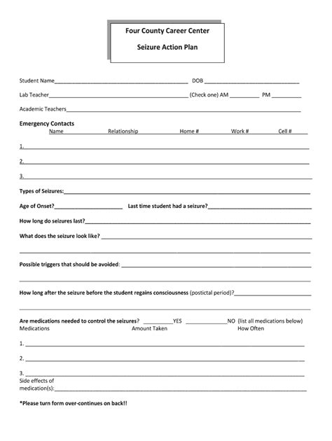 Fillable Online Four County Career Center Seizure Action Plan Fax Email Fillable Online Four County Career Center Seizure Action Plan Fax Email