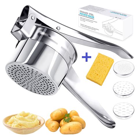 Food Mill Caoantry Potato Ricer 15Oz Stainless Steel Masher With 3 Interchangeable Discs Spaetzle Maker