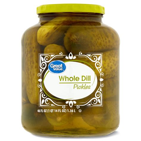 Great Value Whole Dill Pickles 46 Oz Uncut Crisp Kosher Walmart Com
