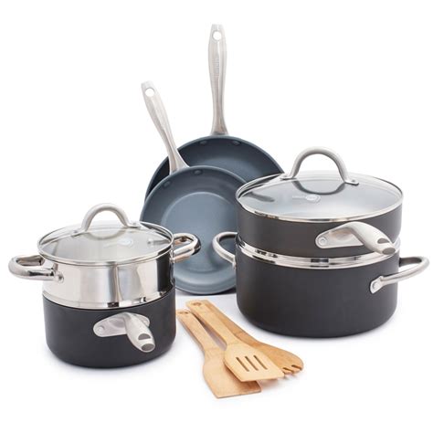 Hard Anodized Aluminum Cookware Set With Bamboo Utensils Foter