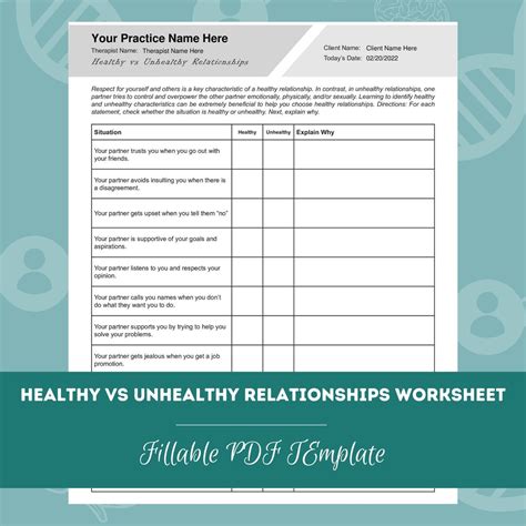 Healthy Vs Unhealthy Relationships Worksheet Editable Fillable Healthy Vs Unhealthy Relationships Worksheet Editable Fillable