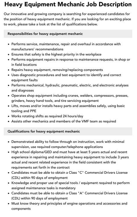 Heavy Equipment Mechanic Job Description Salary Skillpointe