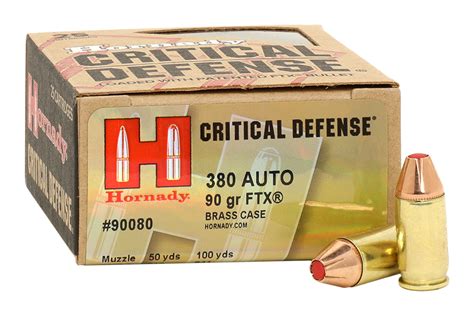 Hornady Critical Defense 380 Acp Ammo 90 Grain Hornady Ftx Polymer Tip