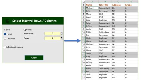 How To Select Interval Rows Or Columns In Excel Zbrainsoft How To Select Interval Rows Or Columns In Excel Zbrainsoft