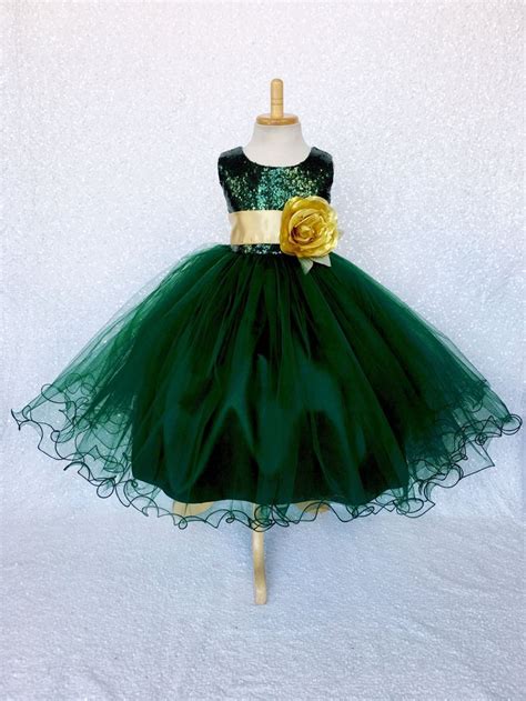 Hunter Green Sequin Tulle Dress Gold Bow Flower Girl Etsy Hunter Green Sequin Tulle Dress Gold Bow Flower Girl Etsy