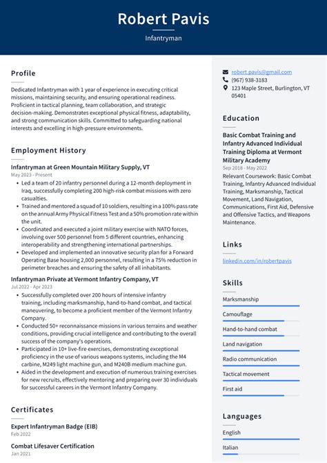 Infantry Resume Examples And Tips Zippia Infantry Resume Examples And Tips Zippia