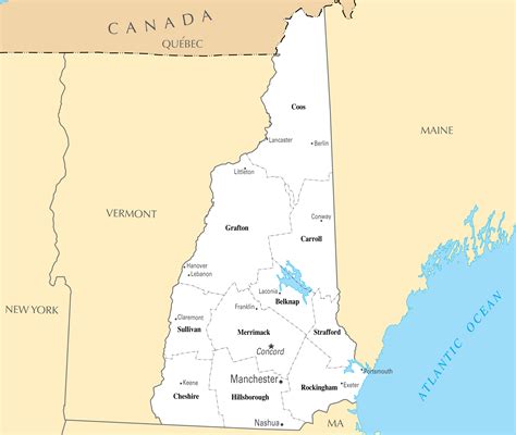 Large Administrative Map Of New Hampshire State With Major Cities New Large Administrative Map Of New Hampshire State With Major Cities New