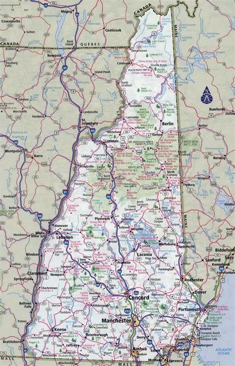 Large Detailed Roads And Highways Map Of New Hampshire State With All Large Detailed Roads And Highways Map Of New Hampshire State With All