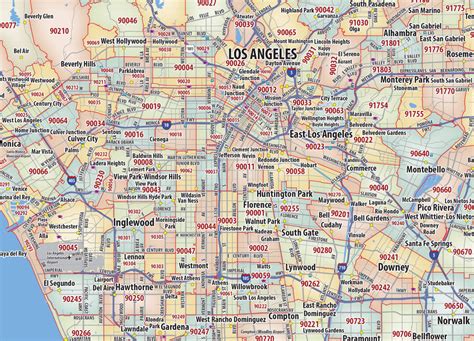 Los Angeles Area Zip Code Map American Map Store Los Angeles Area Zip Code Map American Map Store