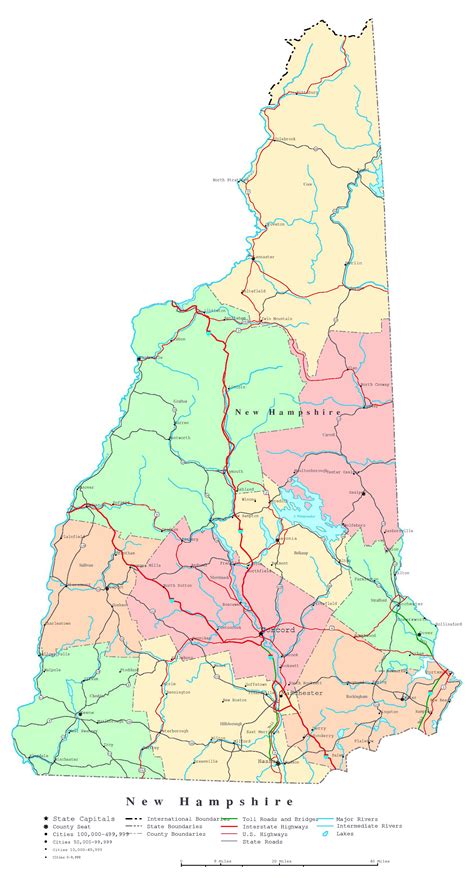 Map Of New Hampshire State With Highways Roads Cities Counties New Map Of New Hampshire State With Highways Roads Cities Counties New