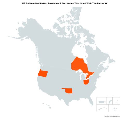 Map Of The 4 Us States Canadian Provinces That Start With The Letter O Brilliant Maps