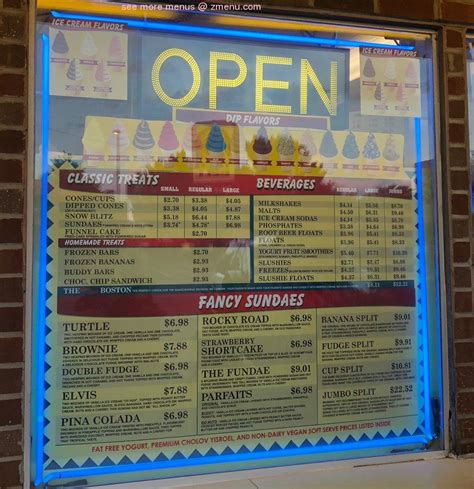 Menu Dairy Star Ice Cream Of Lincolnwood