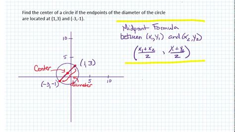 Midpoint Formula Part 2 Find Center Of A Circle From Endpoints Of Midpoint Formula Part 2 Find Center Of A Circle From Endpoints Of