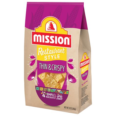 Mission Tortilla Chips Restaurant Style Front Right Elevated Mission Tortilla Chips Restaurant Style Front Right Elevated