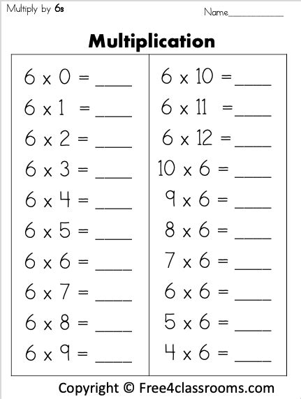 Multiplication By 6 Worksheets Printable Printable Templates Multiplication By 6 Worksheets Printable Printable Templates