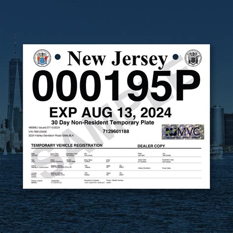New Jersey Temporary License Plates New Jersey Temporary License Plates