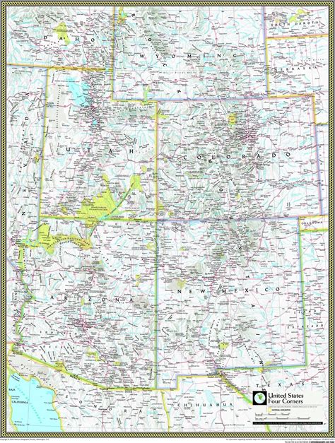 Ngs Four Corners United States Wall Map