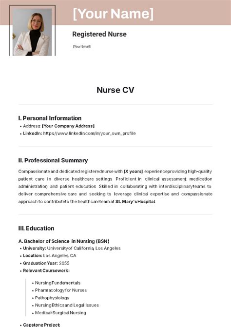 Nursing Cv Template Nursing Cv Template