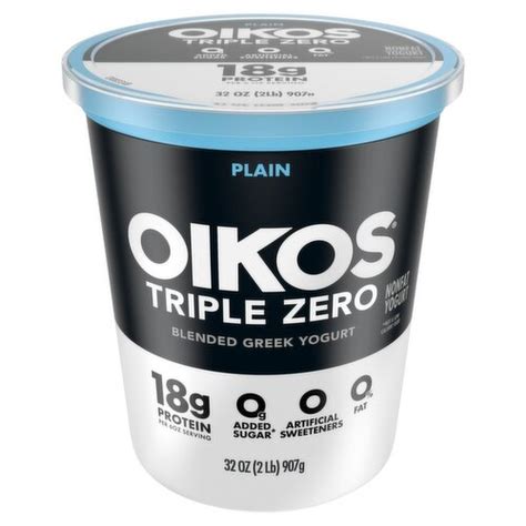 Oikos Triple Zero Plain High Protein Sugar Free Nonfat Greek Yogurt Tub 32 Oz Vons Oikos Triple Zero Plain High Protein Sugar Free Nonfat Greek Yogurt Tub 32 Oz Vons