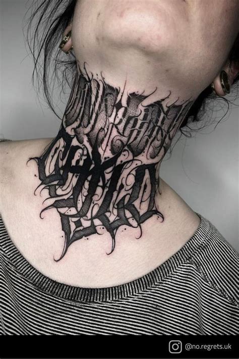 One Of The Sickest Neck Tattoos I Ve Done To Date Freehand Dark Lettering To Frame The Back Of The Neck Placement Im Stoked On The Result Thanks Chaysingcharl For Sitting Like