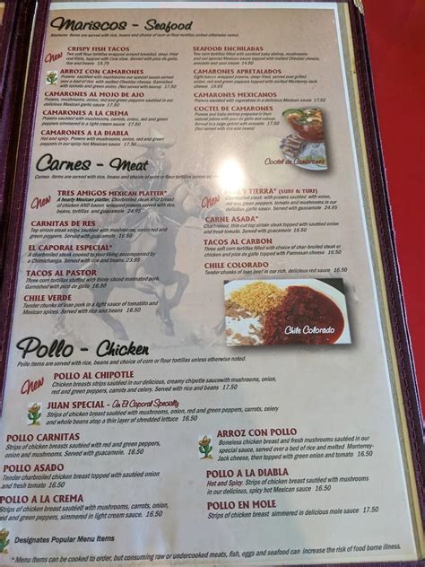 Online Menu Of El Caporal Mexican Restaurant Restaurant Medford