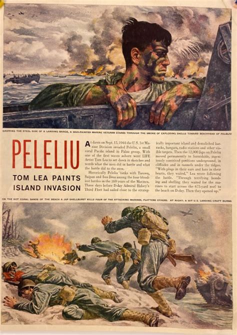 Peleliu Combat Art By Tom Lea From June 1945 Life Magazine Ephemera Peleliu Combat Art By Tom Lea From June 1945 Life Magazine Ephemera