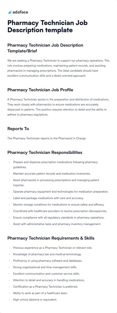 Pharmacy Technician Job Description Template Avahr Pharmacy Technician Job Description Template Avahr