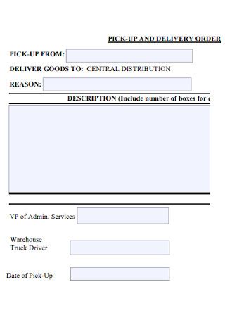Pick Up Order Template Pick Up Order Template