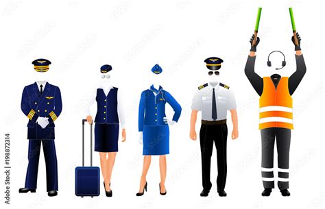 Pilot Stewardess And Air Traffic Controller Uniform Stock Vector Pilot Stewardess And Air Traffic Controller Uniform Stock Vector