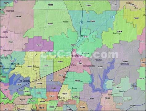 Plano Zip Codes Collin County Texas Zip Code Map